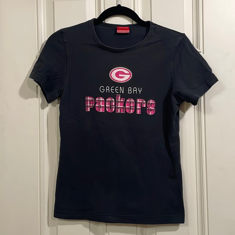 Green Bay Packers shirt six S small. Black cotton, little stretch, official.